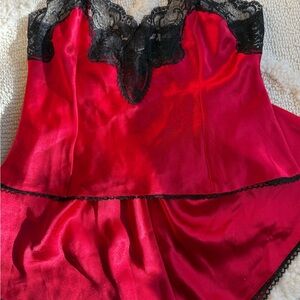 Victoria's Secret Red and Black Lace Chemise